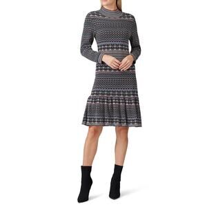 SHOSHANNA Etta Dress RTR Anthropologie Multicolor Fair Isle Stripe Sweater Sz Lg